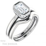 Emerald Cut Forever One Moissanite Engagement Ring #GTJ1040-emerald-fb-w 6 Emerald Cut Forever Brilliant Moissanite Engagement Ring #GTJ1040-emerald-fb-w