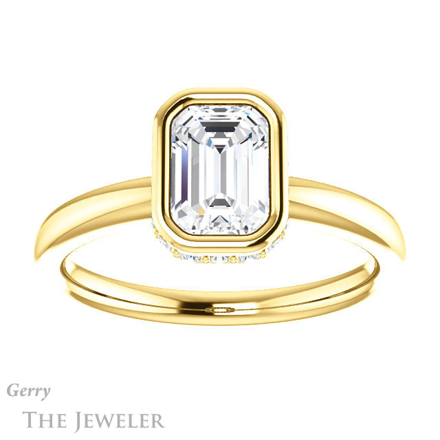 Emerald Cut Forever Brilliant Moissanite Engagement Ring #GTJ1040-emerald-fb-y