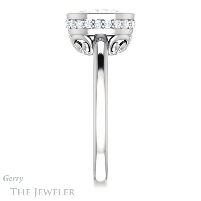 Oval Shaped Forever One Moissanite Engagement Ring #GTJ1040-oval-fo-w 3 Oval Shaped Forever One Moissanite Engagement Ring #GTJ1040-oval-fo-w