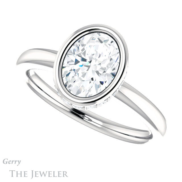 Oval Shaped Forever One Moissanite Engagement Ring #GTJ1040-oval-fo-w 5 Oval Shaped Forever One Moissanite Engagement Ring #GTJ1040-oval-fo-w