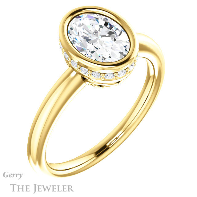 Oval Shaped Forever One Moissanite Engagement Ring #GTJ1040-oval-fo-y 4 Oval Shaped Forever One Moissanite Engagement Ring #GTJ1040-oval-fo-y