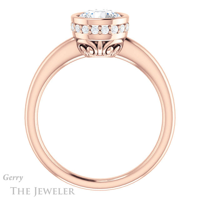 Round Cut Forever One Moissanite Engagement Ring #GTJ1040-round-fo-r