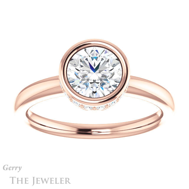 Round Cut Forever One Moissanite Engagement Ring #GTJ1040-round-fo-r