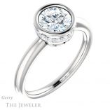 Round Cut Forever One Moissanite Engagement Ring #GTJ1040-round-fo-w