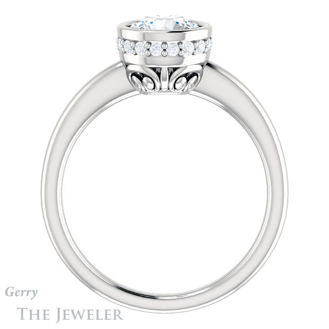 Round Cut Forever One Moissanite Engagement Ring #GTJ1040-round-fo-w