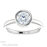 Round Cut Forever One Moissanite Engagement Ring #GTJ1040-round-fo-w