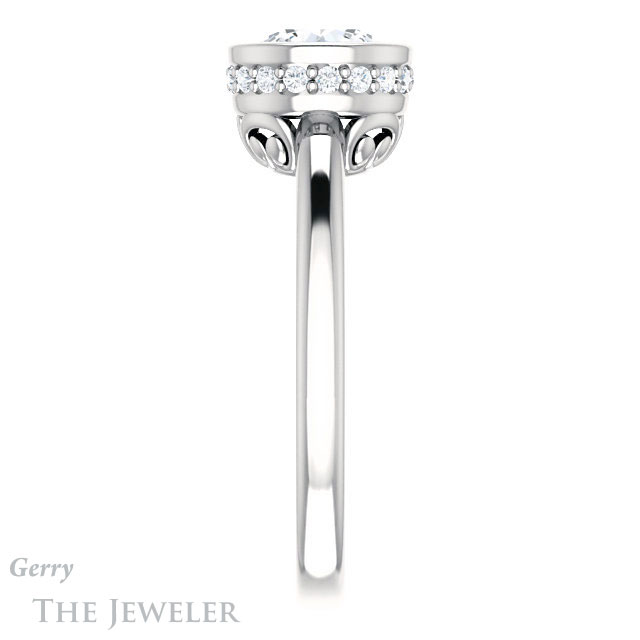 Round Cut Forever One Moissanite Engagement Ring #GTJ1040-round-fo-w