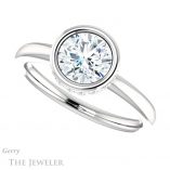 Round Cut Forever One Moissanite Engagement Ring #GTJ1040-round-fo-w