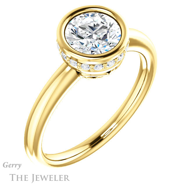 Round Cut Forever One Moissanite Engagement Ring #GTJ1040-round-fo-y 4 Round Cut Forever One Moissanite Engagement Ring #GTJ1040-round-fo-y