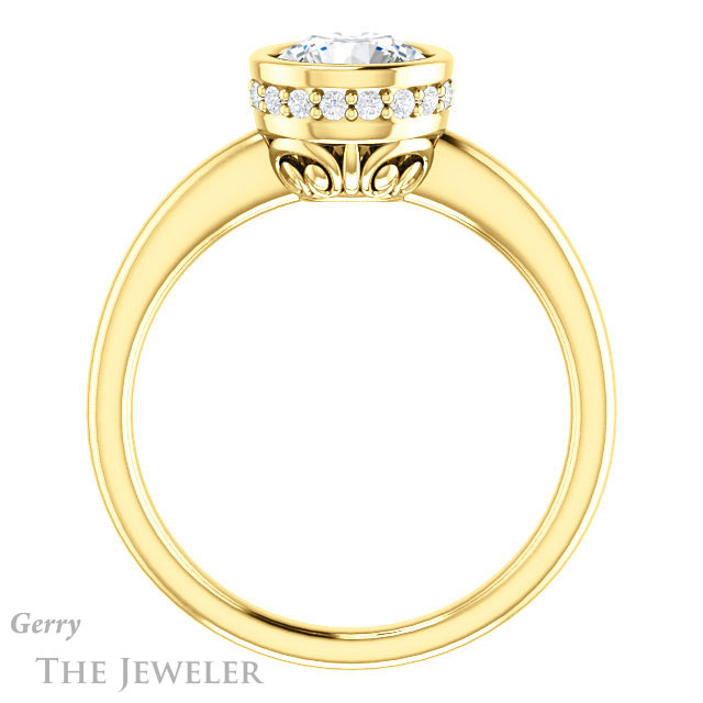 Round Cut Forever One Moissanite Engagement Ring #GTJ1040-round-fo-y