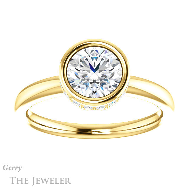 Round Cut Forever One Moissanite Engagement Ring #GTJ1040-round-fo-y