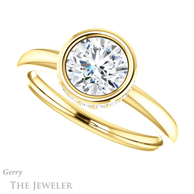 Round Cut Forever One Moissanite Engagement Ring #GTJ1040-round-fo-y 5 Round Cut Forever One Moissanite Engagement Ring #GTJ1040-round-fo-y