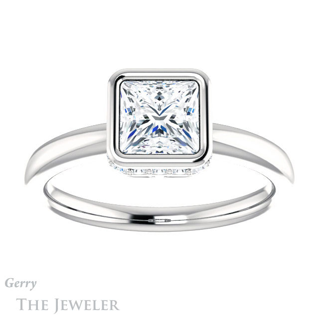 Princess Cut Forever One Moissanite Engagement Ring #GTJ1040-square-fo-w