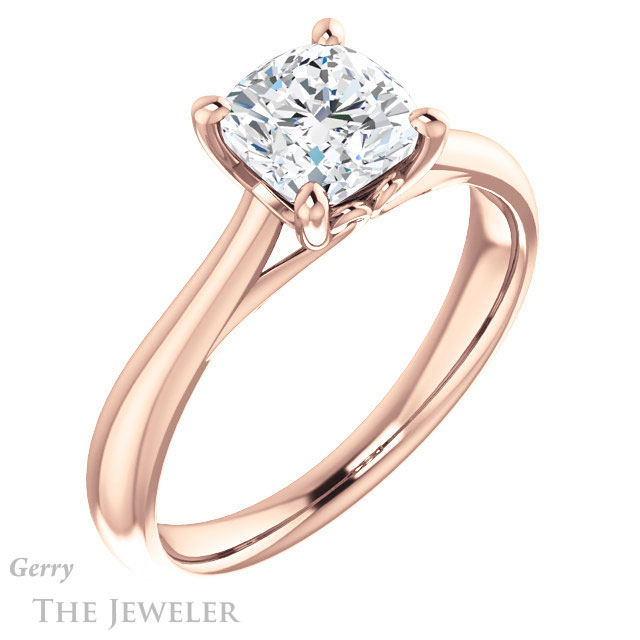 Cushion Cut Forever One Moissanite Engagement Ring #GTJ1042-cushion-fo-r 4 Cushion Cut Forever One Moissanite Engagement Ring #GTJ1042-cushion-fo-r
