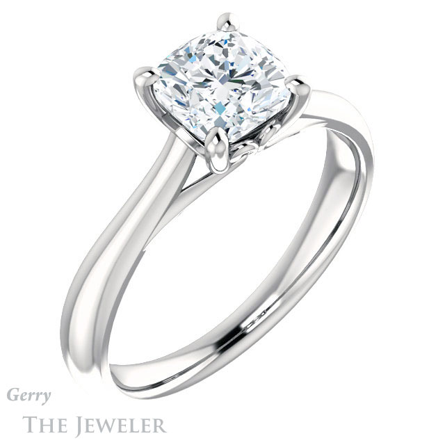 Cushion Cut Forever One Moissanite Engagement Ring #GTJ1042-cushion-fo-w 4 Cushion Cut Forever One Moissanite Engagement Ring #GTJ1042-cushion-fo-w