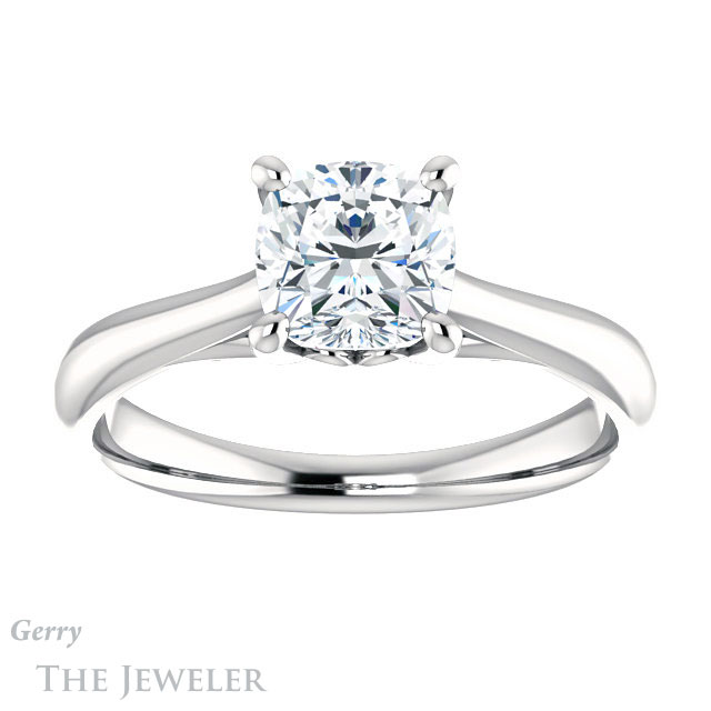 Cushion Cut Forever One Moissanite Engagement Ring #GTJ1042-cushion-fo-w 1 Cushion Cut Forever One Moissanite Engagement Ring #GTJ1042-cushion-fo-w