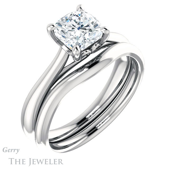 Cushion Cut Forever One Moissanite Engagement Ring #GTJ1042-cushion-fo-w 6 Cushion Cut Forever One Moissanite Engagement Ring #GTJ1042-cushion-fo-w