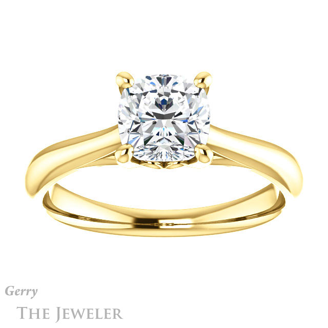 Cushion Cut Forever One Moissanite Engagement Ring #GTJ1042-cushion-fo-y