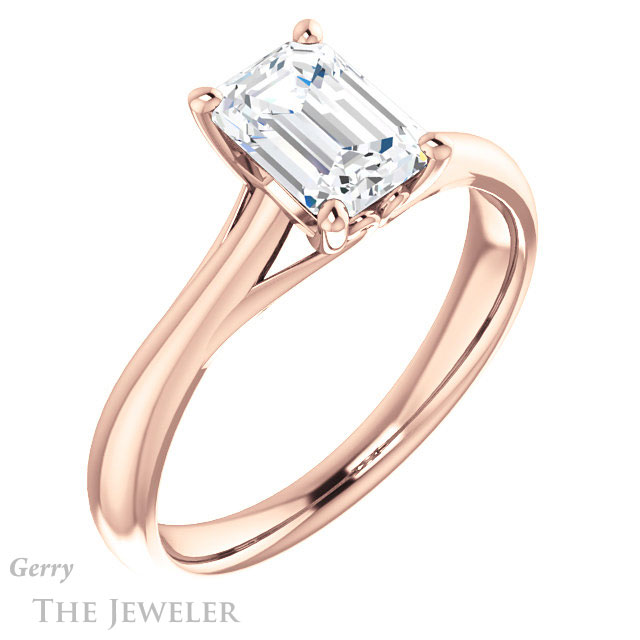 Emerald Cut Forever Brilliant Moissanite Engagement Ring #GTJ1042-emerald-fb-r