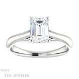 Emerald Cut Forever One Moissanite Engagement Ring #GTJ1042-emerald-fb-w 1 Emerald Cut Forever Brilliant Moissanite Engagement Ring #GTJ1042-emerald-fb-w