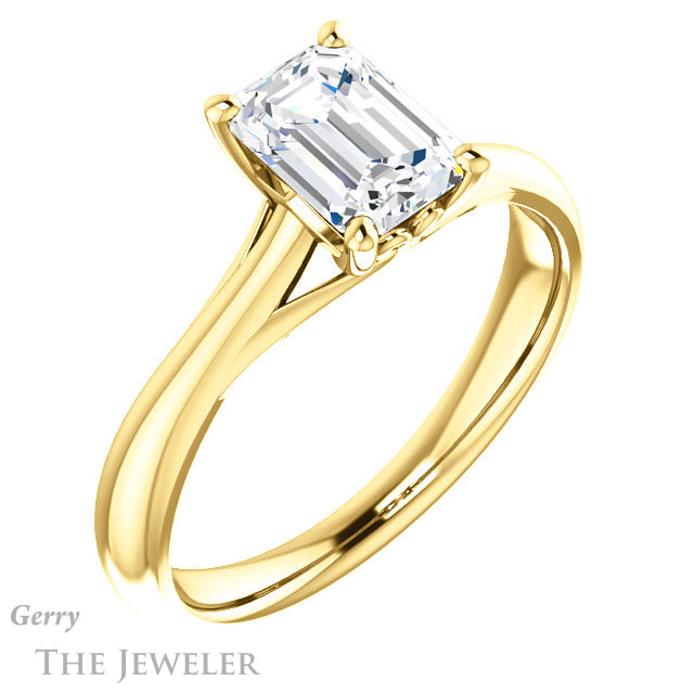 Emerald Cut Forever Brilliant Moissanite Engagement Ring #GTJ1042-emerald-fb-y