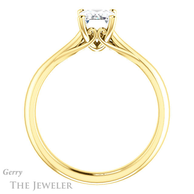 Emerald Cut Forever Brilliant Moissanite Engagement Ring #GTJ1042-emerald-fb-y