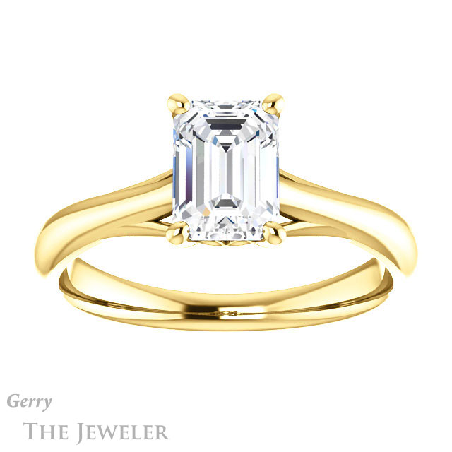 Emerald Cut Forever Brilliant Moissanite Engagement Ring #GTJ1042-emerald-fb-y