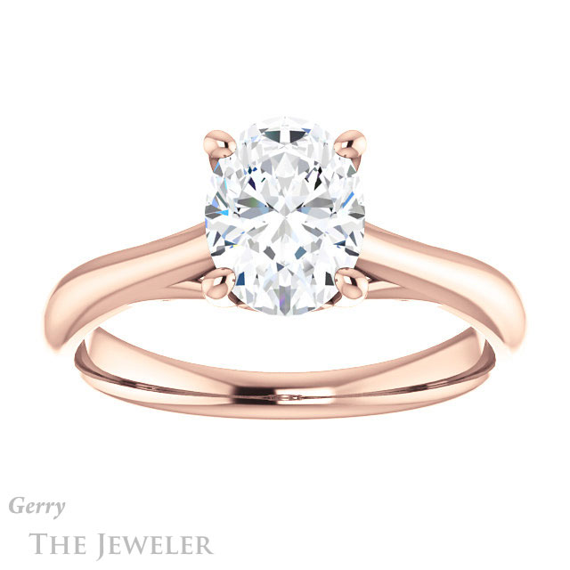 Oval Shaped Forever One Moissanite Engagement Ring #GTJ1042-oval-fo-r