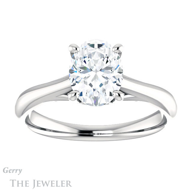 Oval Shaped Forever One Moissanite Engagement Ring #GTJ1042-oval-fo-w 1 Oval Shaped Forever One Moissanite Engagement Ring #GTJ1042-oval-fo-w