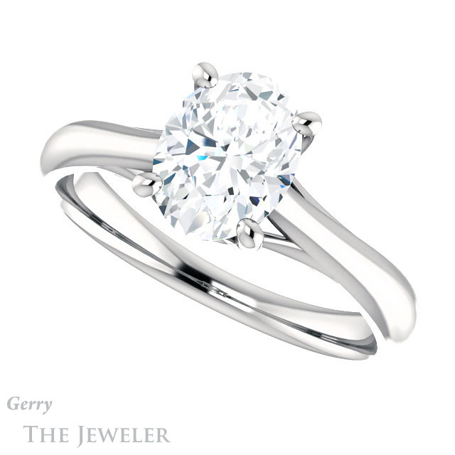 Oval Shaped Forever One Moissanite Engagement Ring #GTJ1042-oval-fo-w 5 Oval Shaped Forever One Moissanite Engagement Ring #GTJ1042-oval-fo-w