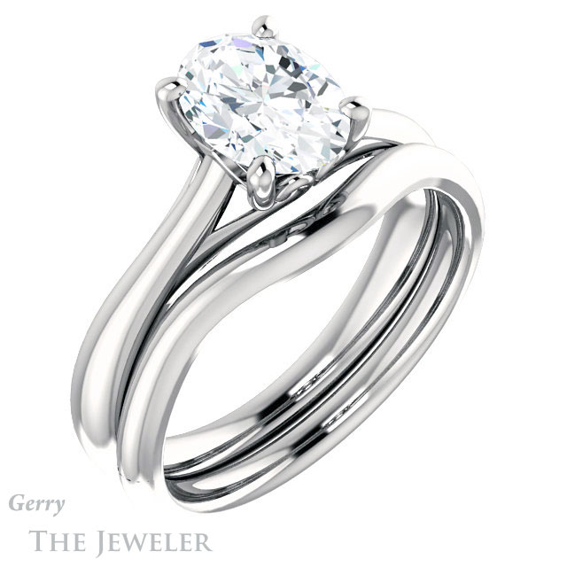 Oval Shaped Forever One Moissanite Engagement Ring #GTJ1042-oval-fo-w 6 Oval Shaped Forever One Moissanite Engagement Ring #GTJ1042-oval-fo-w