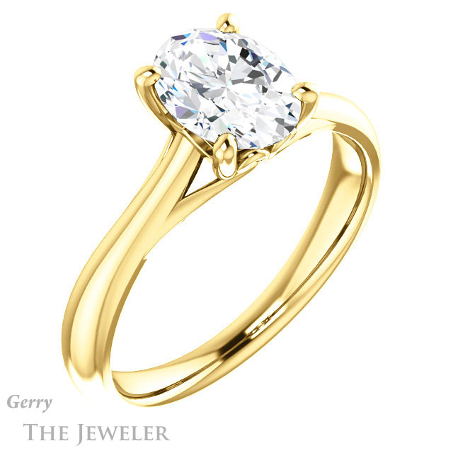 Oval Shaped Forever One Moissanite Engagement Ring #GTJ1042-oval-fo-y