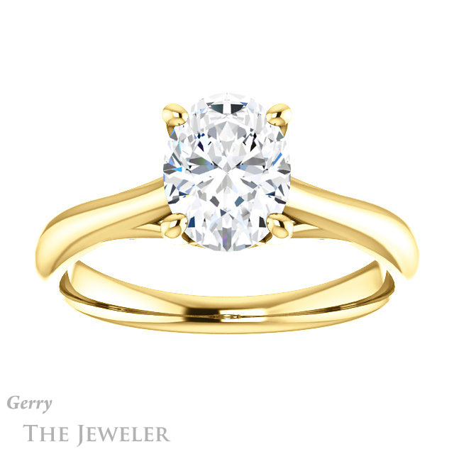 Oval Shaped Forever One Moissanite Engagement Ring #GTJ1042-oval-fo-y
