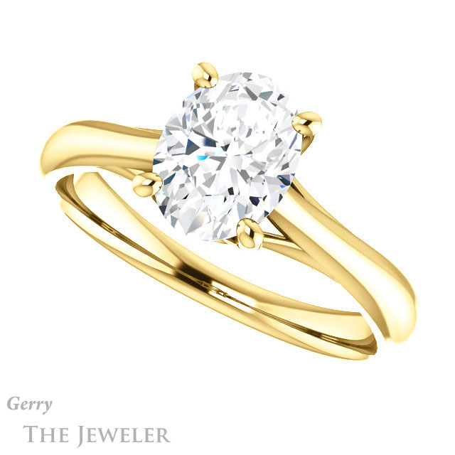 Oval Shaped Forever One Moissanite Engagement Ring #GTJ1042-oval-fo-y