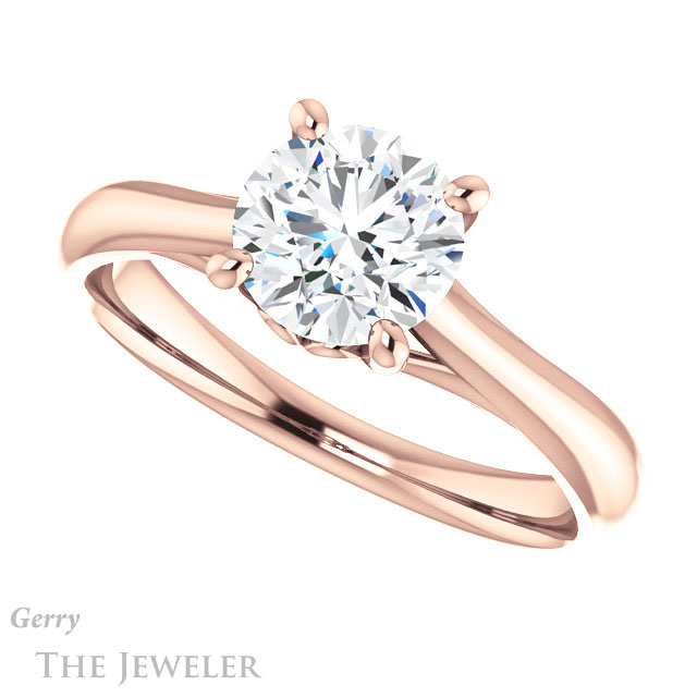 Round Cut Forever One Moissanite Engagement Ring #GTJ1042-round-fo-r 5 Round Cut Forever One Moissanite Engagement Ring #GTJ1042-round-fo-r