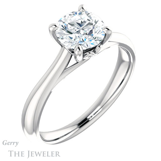 Round Cut Forever One Moissanite Engagement Ring #GTJ1042-round-fo-w 4 Round Cut Forever One Moissanite Engagement Ring #GTJ1042-round-fo-w
