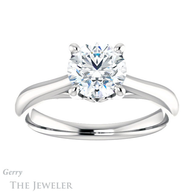 Round Cut Forever One Moissanite Engagement Ring #GTJ1042-round-fo-w 1 Round Cut Forever One Moissanite Engagement Ring #GTJ1042-round-fo-w