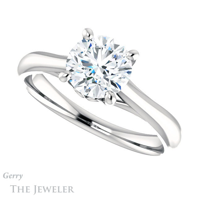 Round Cut Forever One Moissanite Engagement Ring #GTJ1042-round-fo-w 5 Round Cut Forever One Moissanite Engagement Ring #GTJ1042-round-fo-w