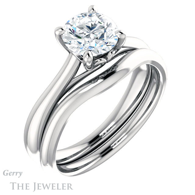 Round Cut Forever One Moissanite Engagement Ring #GTJ1042-round-fo-w 6 Round Cut Forever One Moissanite Engagement Ring #GTJ1042-round-fo-w