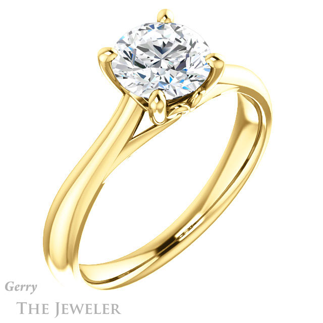 Round Cut Forever One Moissanite Engagement Ring #GTJ1042-round-fo-y 4 Round Cut Forever One Moissanite Engagement Ring #GTJ1042-round-fo-y