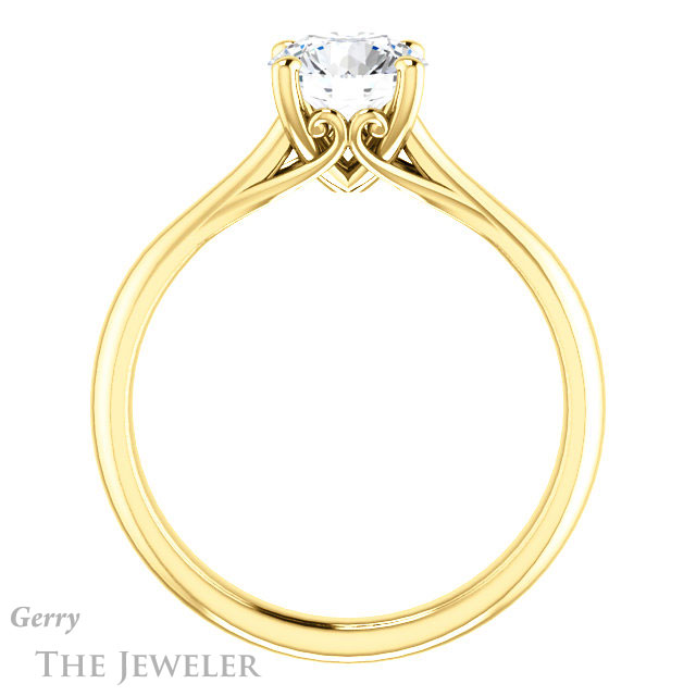 Round Cut Forever One Moissanite Engagement Ring #GTJ1042-round-fo-y 2 Round Cut Forever One Moissanite Engagement Ring #GTJ1042-round-fo-y