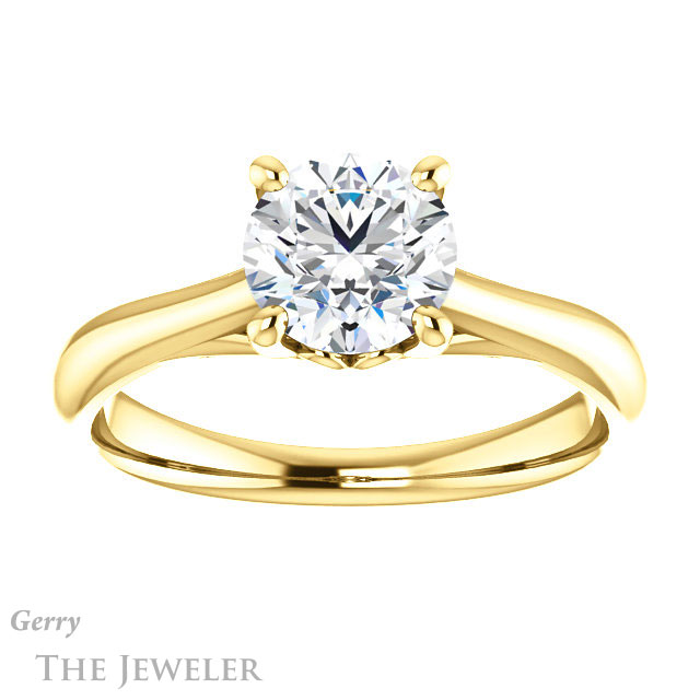 Round Cut Forever One Moissanite Engagement Ring #GTJ1042-round-fo-y 1 Round Cut Forever One Moissanite Engagement Ring #GTJ1042-round-fo-y