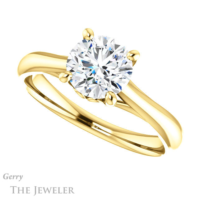 Round Cut Forever One Moissanite Engagement Ring #GTJ1042-round-fo-y 5 Round Cut Forever One Moissanite Engagement Ring #GTJ1042-round-fo-y