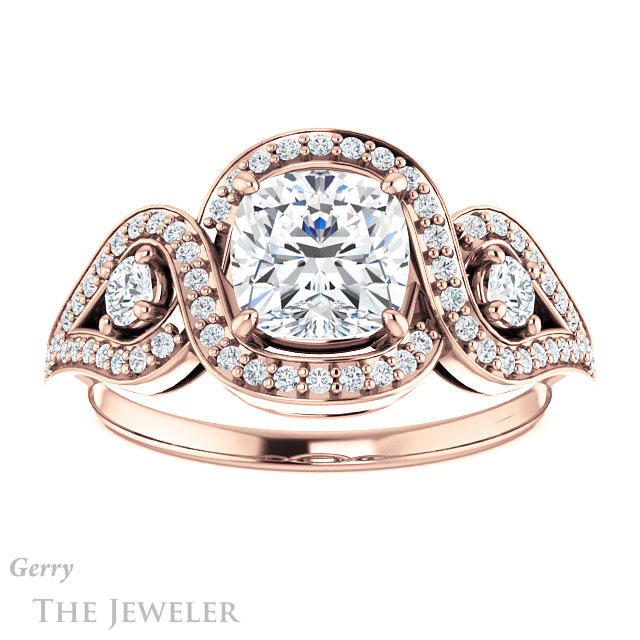 Cushion Cut Forever One Moissanite Engagement Ring #GTJ1044-cushion-fo-r