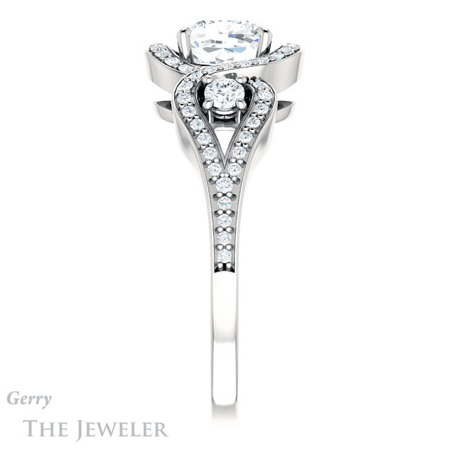 Cushion Cut Forever One Moissanite Engagement Ring #GTJ1044-cushion-fo-w