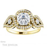 Cushion Cut Forever One Moissanite Engagement Ring #GTJ1044-cushion-fo-y