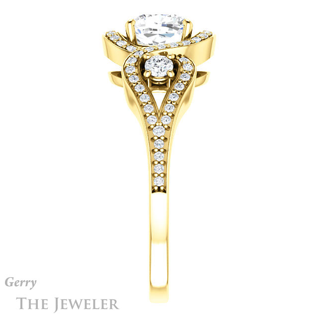 Cushion Cut Forever One Moissanite Engagement Ring #GTJ1044-cushion-fo-y