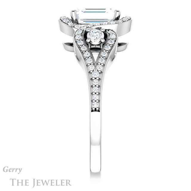 Emerald Cut Forever Brilliant Moissanite Engagement Ring #GTJ1044-emerald-fb-w