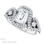 Emerald Cut Forever Brilliant Moissanite Engagement Ring #GTJ1044-emerald-fb-w