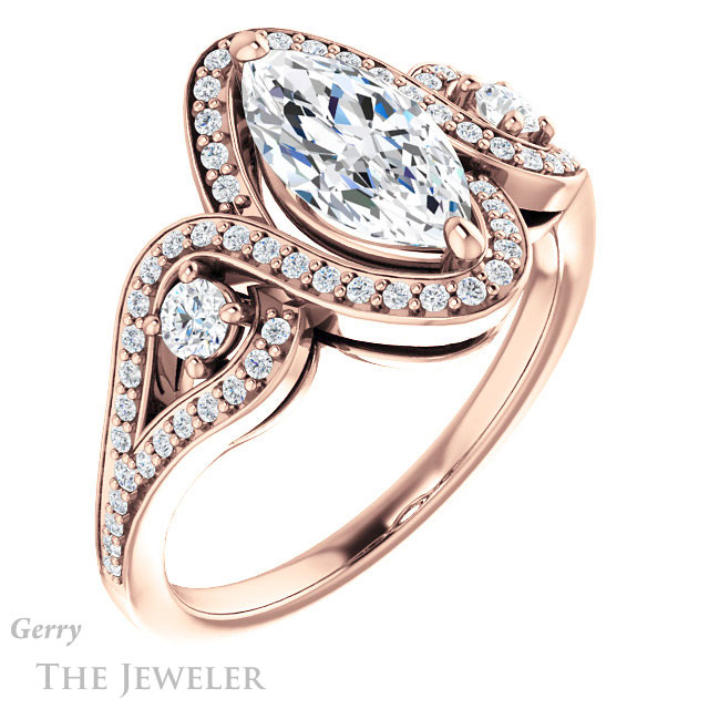Marquise Cut Forever Brilliant Moissanite Engagement Ring #GTJ1044-marquise-fb-r